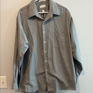 van heusen fitted satin stripe dress shirt Van Heusen Fitted Shirt Satin Stripe Wrinkle Free Long Sleeves Size L